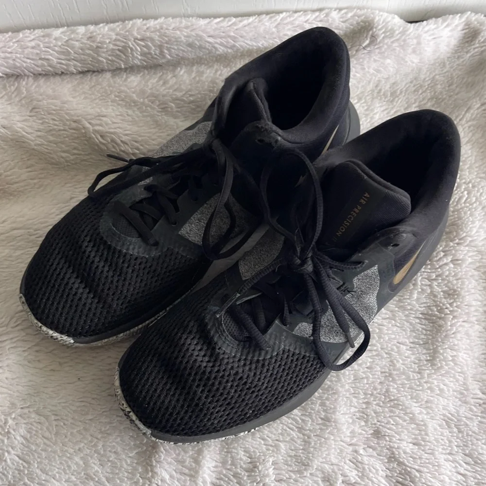 Nike Air precision 2 black gold basketball sneakers